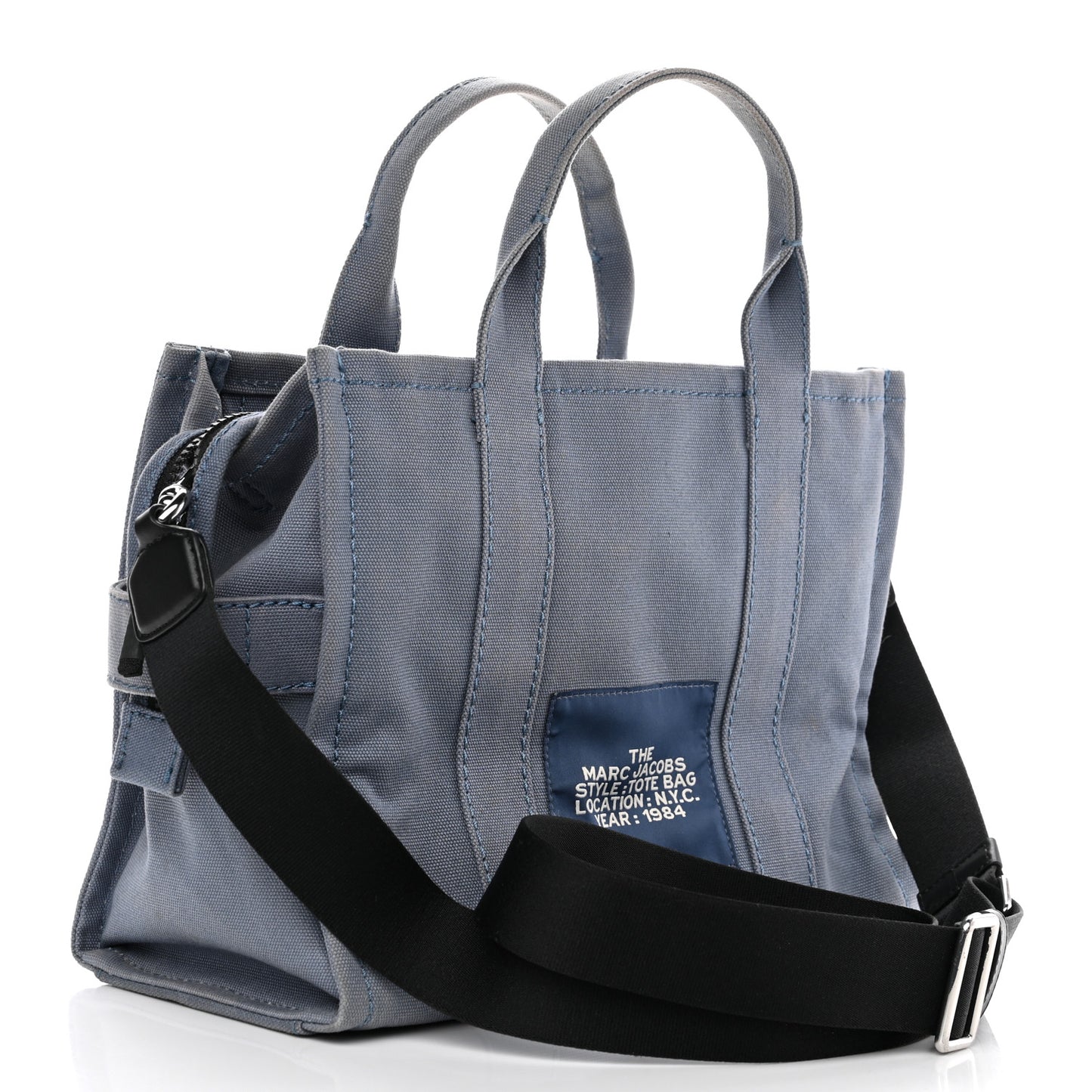 Cotton Canvas Medium The Traveler Tote Bag Blue Shadow