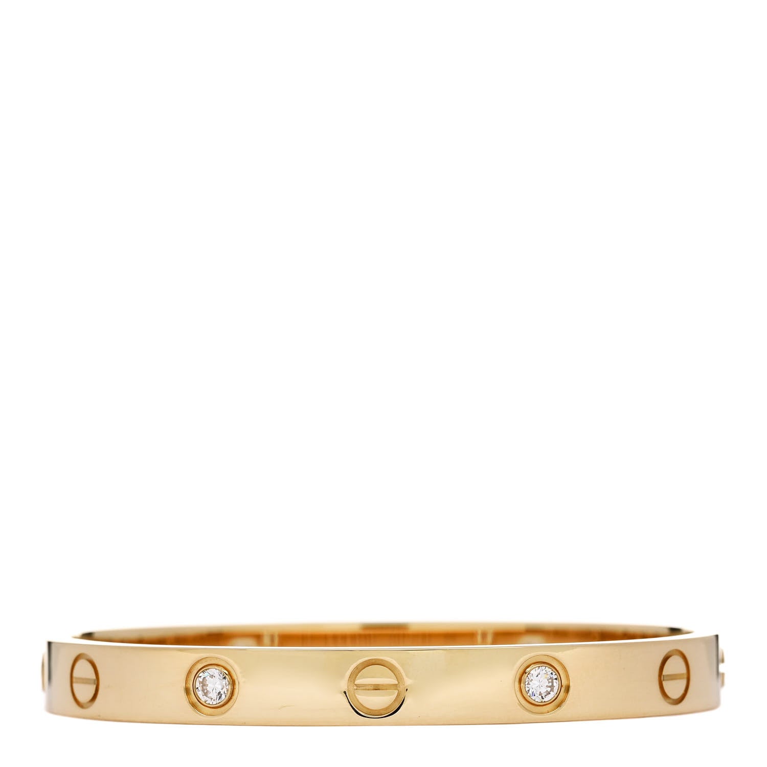 Cartier 18K Yellow Gold 4 Diamond LOVE Bracelet 15 2 of 9