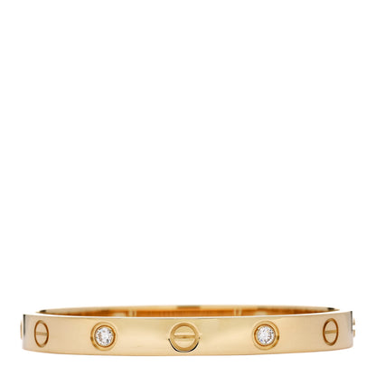 Cartier 18K Yellow Gold 4 Diamond LOVE Bracelet 15 2 of 9