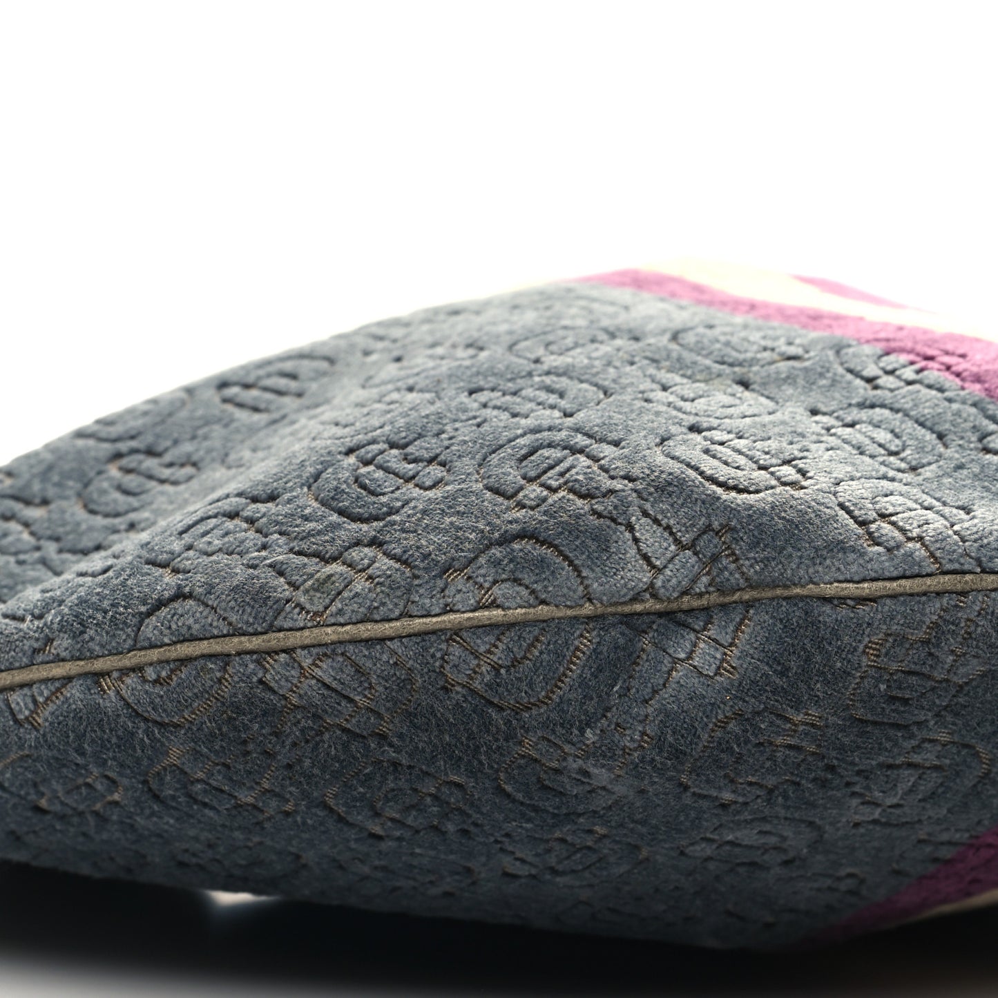 Velvet Horsebit Embossed Glam Hobo Grey