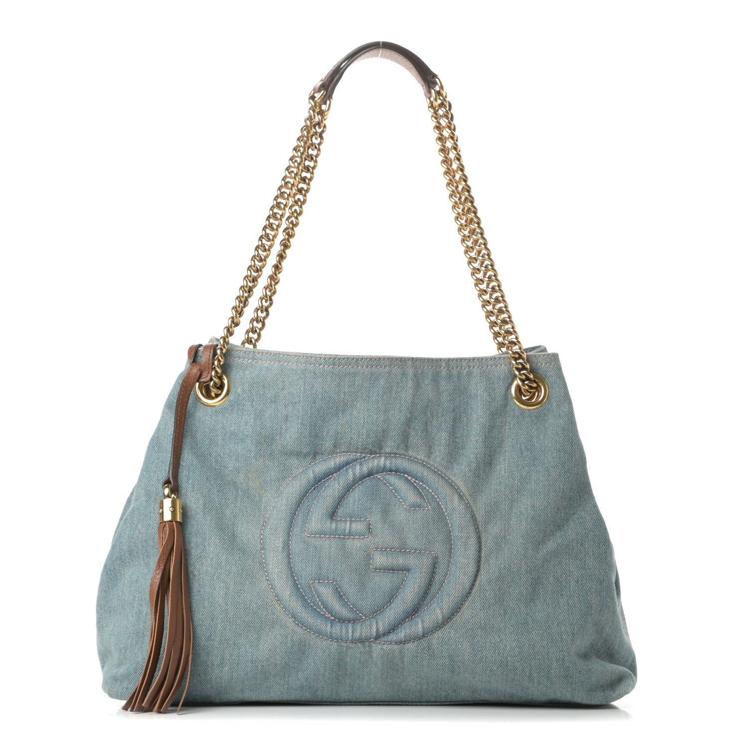 Gucci Denim Medium Soho Chain Shoulder Bag Blue 1 of 13