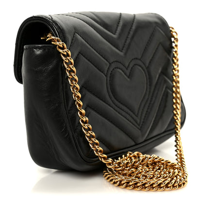 Gucci Calfskin Matelasse Super Mini GG Marmont Shoulder Bag Black 3 of 10