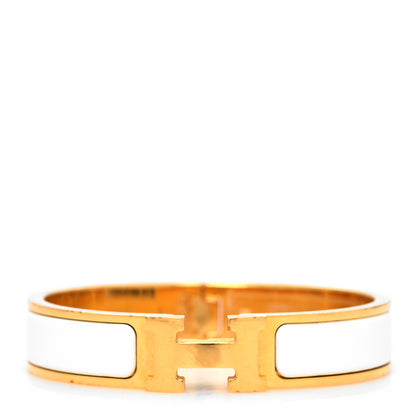 Hermes Enamel Narrow Clic Clac H Bracelet PM White 1 of 5