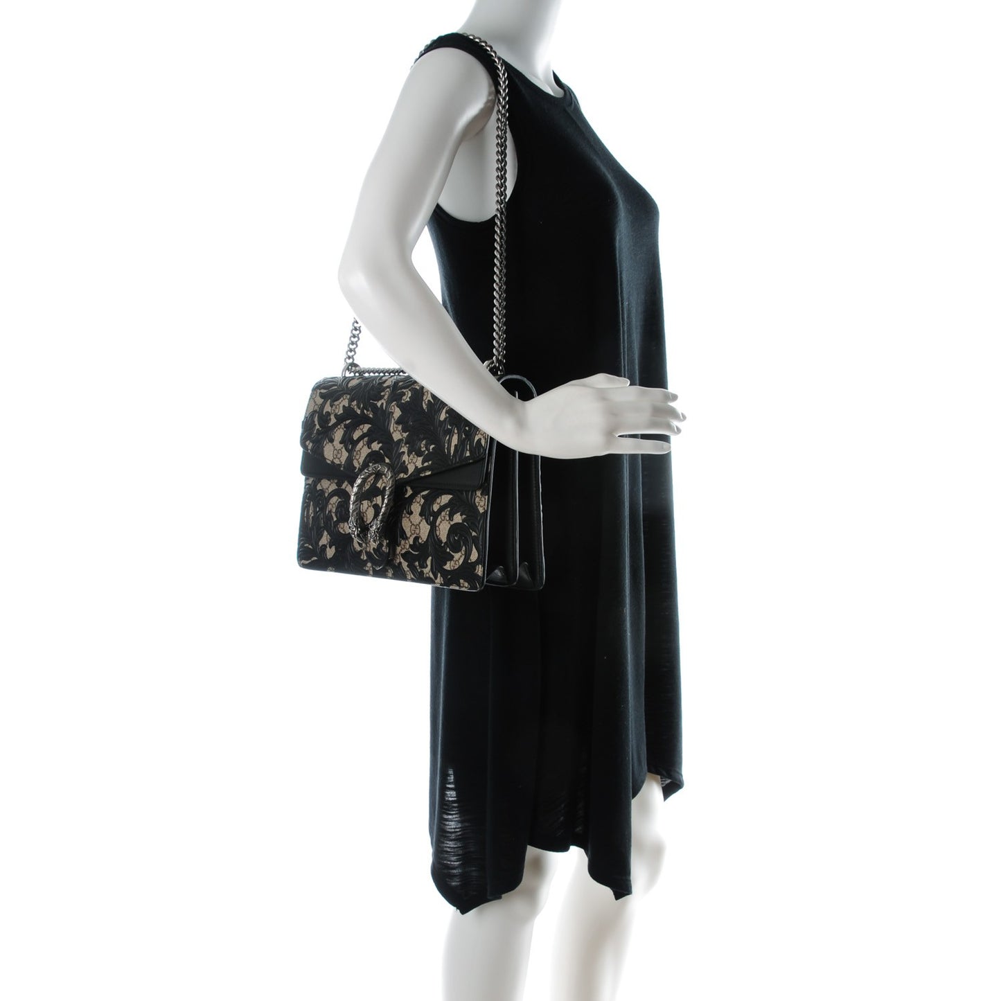GG Supreme Monogram Arabesque Medium Dionysus Shoulder Bag Black