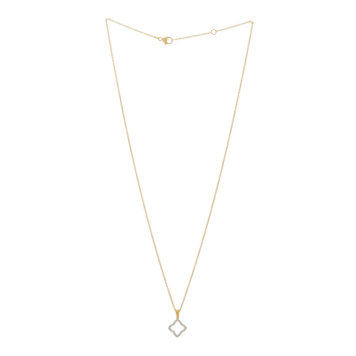 David Yurman 18K Yellow Gold Diamond Cable Collectibles Quatrefoil Pendant Necklace 2 of 5