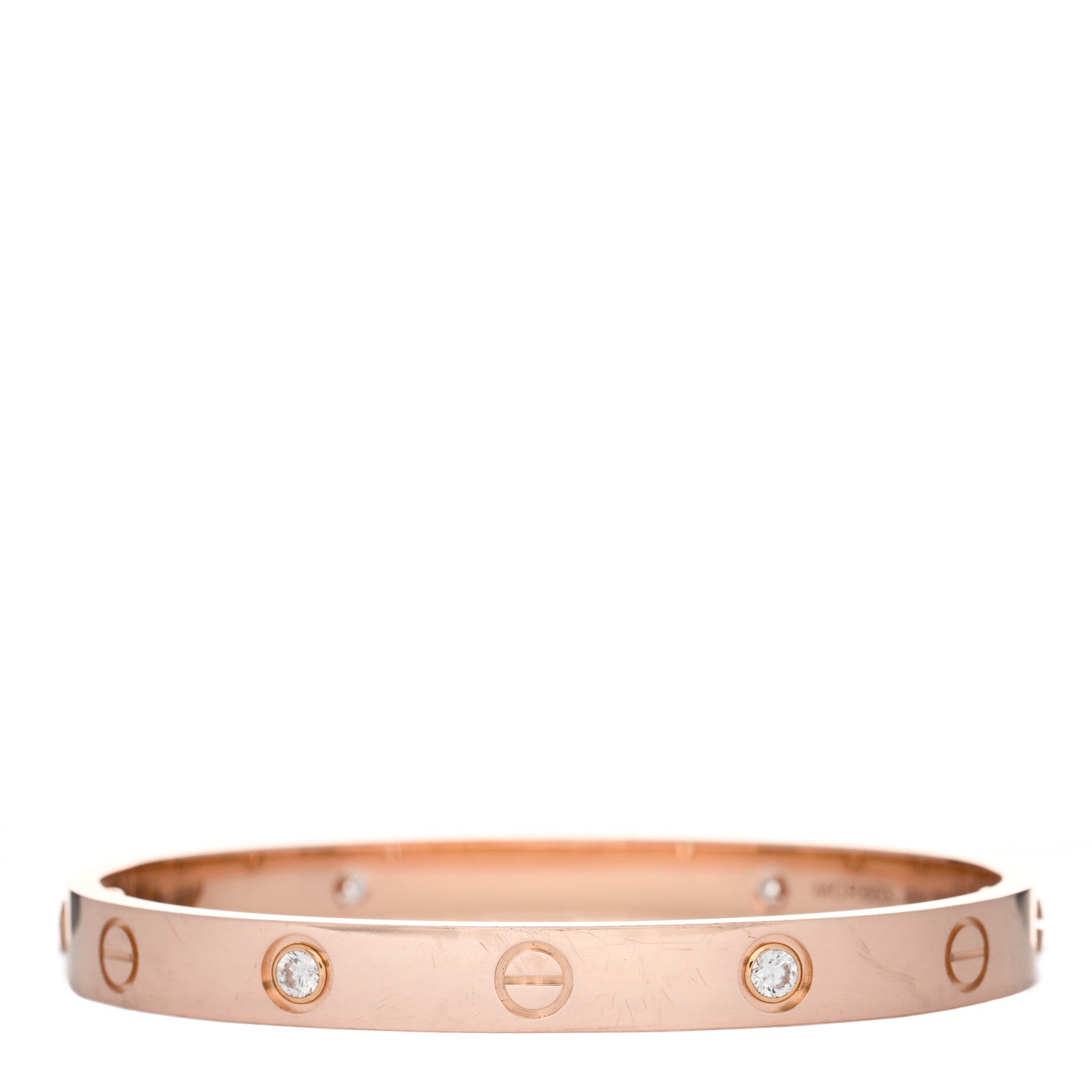 Cartier 18K Pink Gold 4 Diamond LOVE Bracelet 16 2 of 5