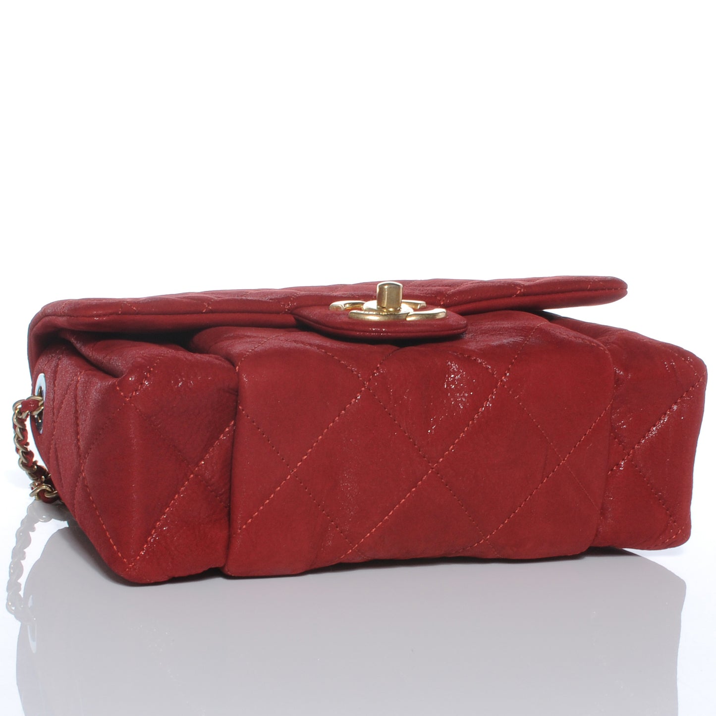 Iridescent Calfskin Chic Quilt Flap Red