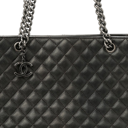 Chanel Metallic Goatskin Quilted Medium Rock In Rome Tote Charcoal 8 of 11
