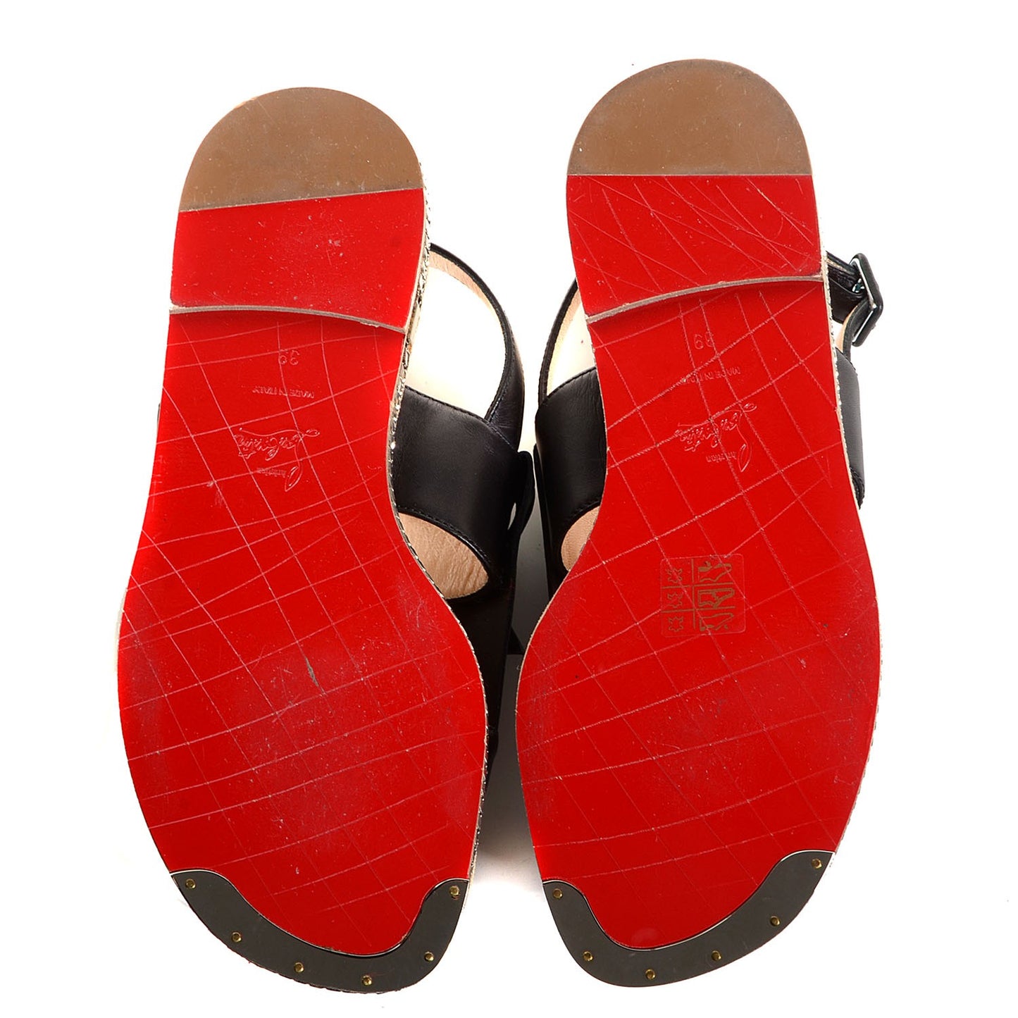 Leather Costa Nada Flat Sandals 39 Black