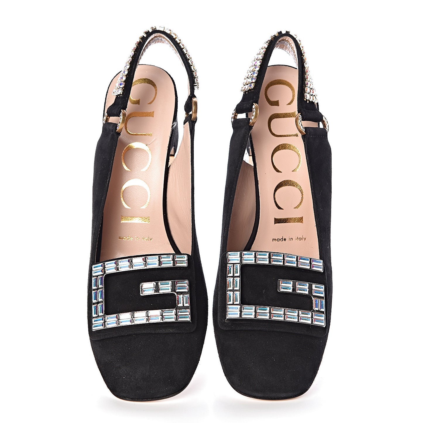 Kid Scamosciato Crystal Square G Madelyn Slingbacks 35.5 Black