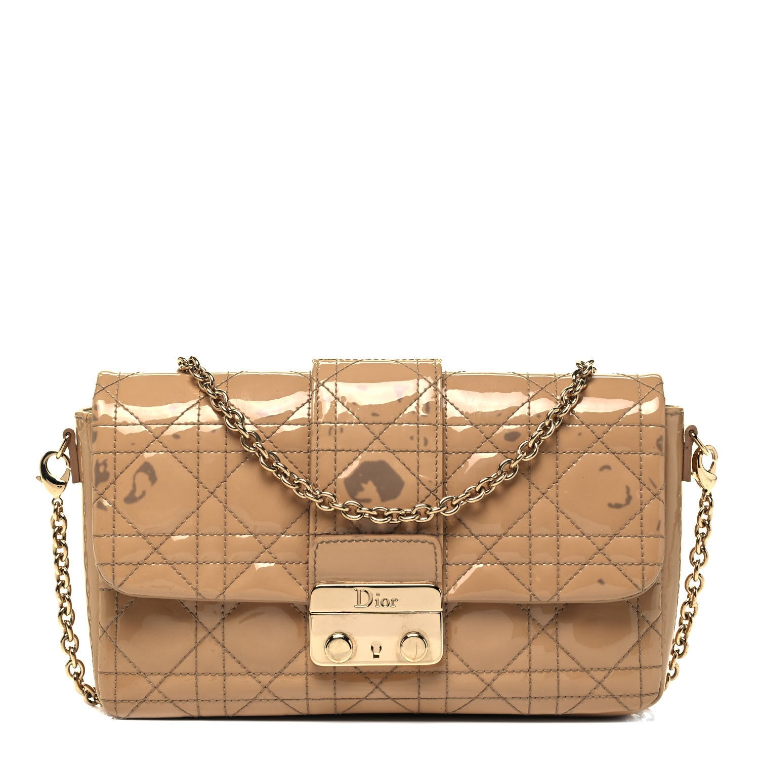Christian Dior Patent Cannage New Lock Pouch Beige 1 of 9