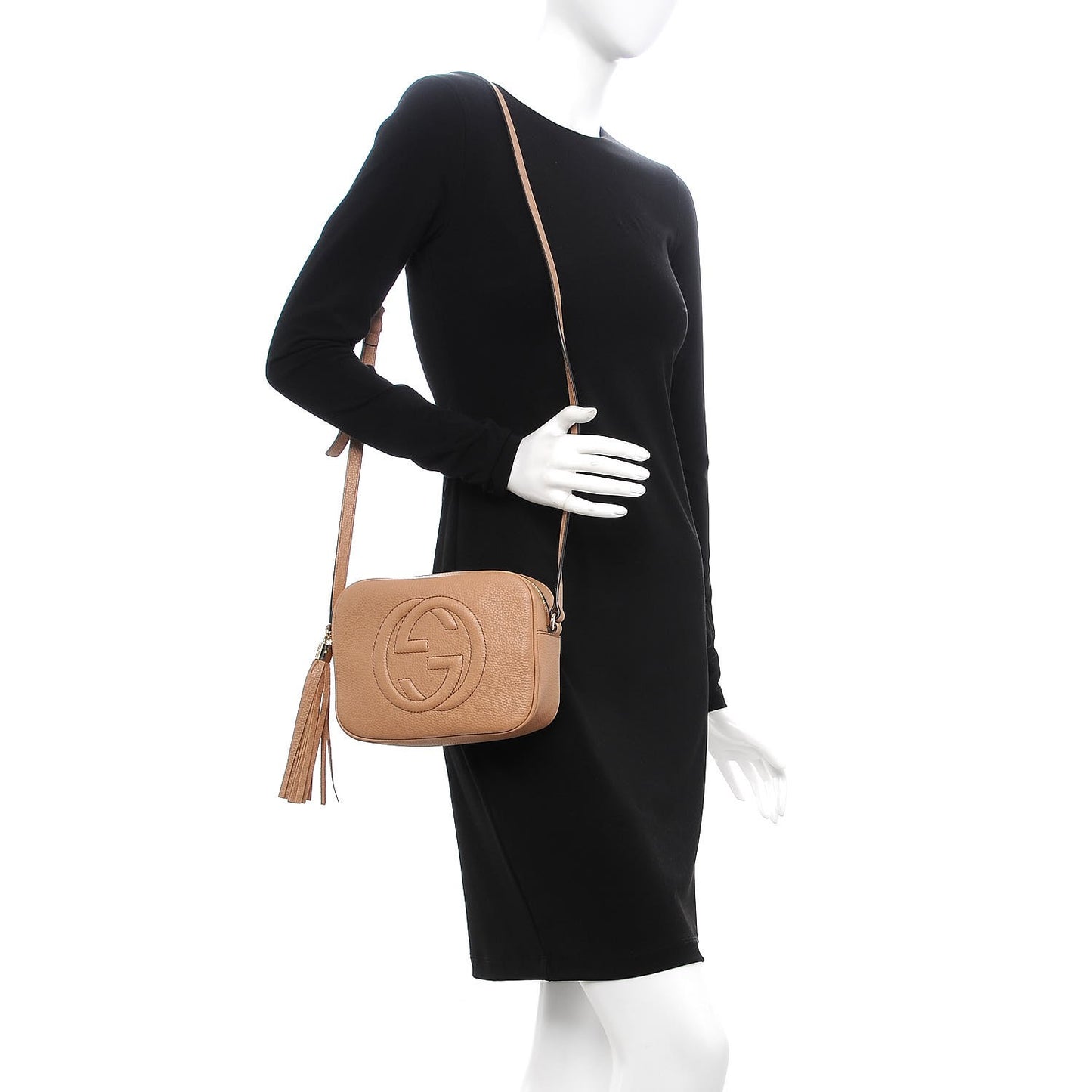 Pebbled Calfskin Small Soho Disco Bag Rose Beige