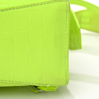 Balenciaga Semi Shiny Calfskin Crocodile Embossed Neo Classic Silver Hardware Mini City Fluo Yellow 15 of 26