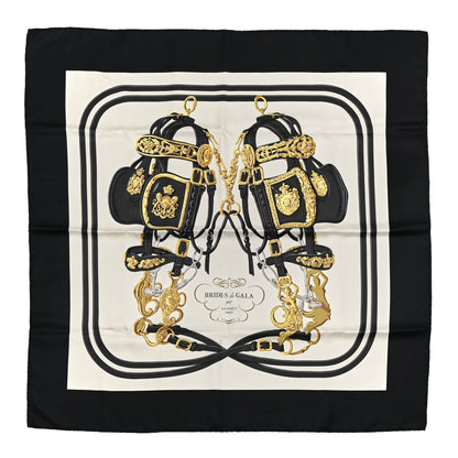 Hermes Silk Brides De Gala Scarf 90 Black Creme Gold 1 of 5