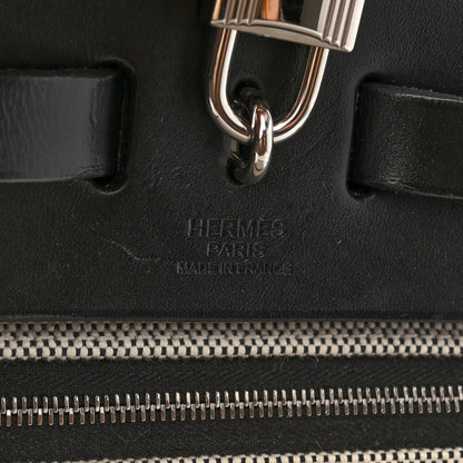 Hermes Toile H Berline Vache Hunter Herbag Zip PM 31 Black Ecru 7 of 11