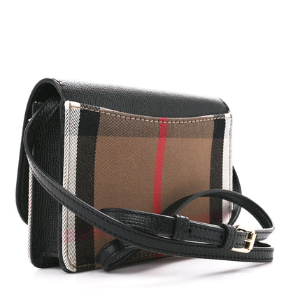 Burberry Derby Calfskin House Check Wallet On Chain Black 3 of 10