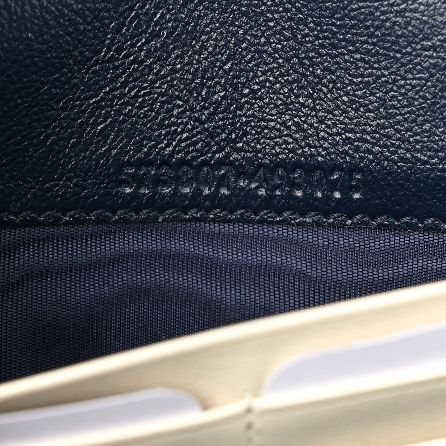 Vintage Effect Calfskin Matelasse Diagonal Torchon GG Marmont Chain Wallet Mystic White Blue Agata