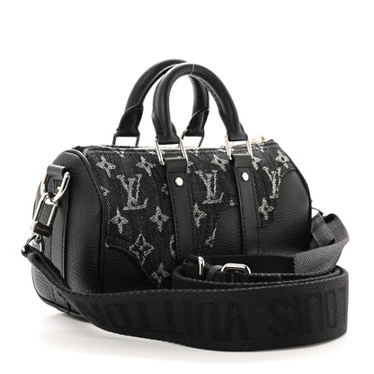 Louis Vuitton X NIGO Taurillon Monogram Denim Drip Keepall XS Black 3 of 10