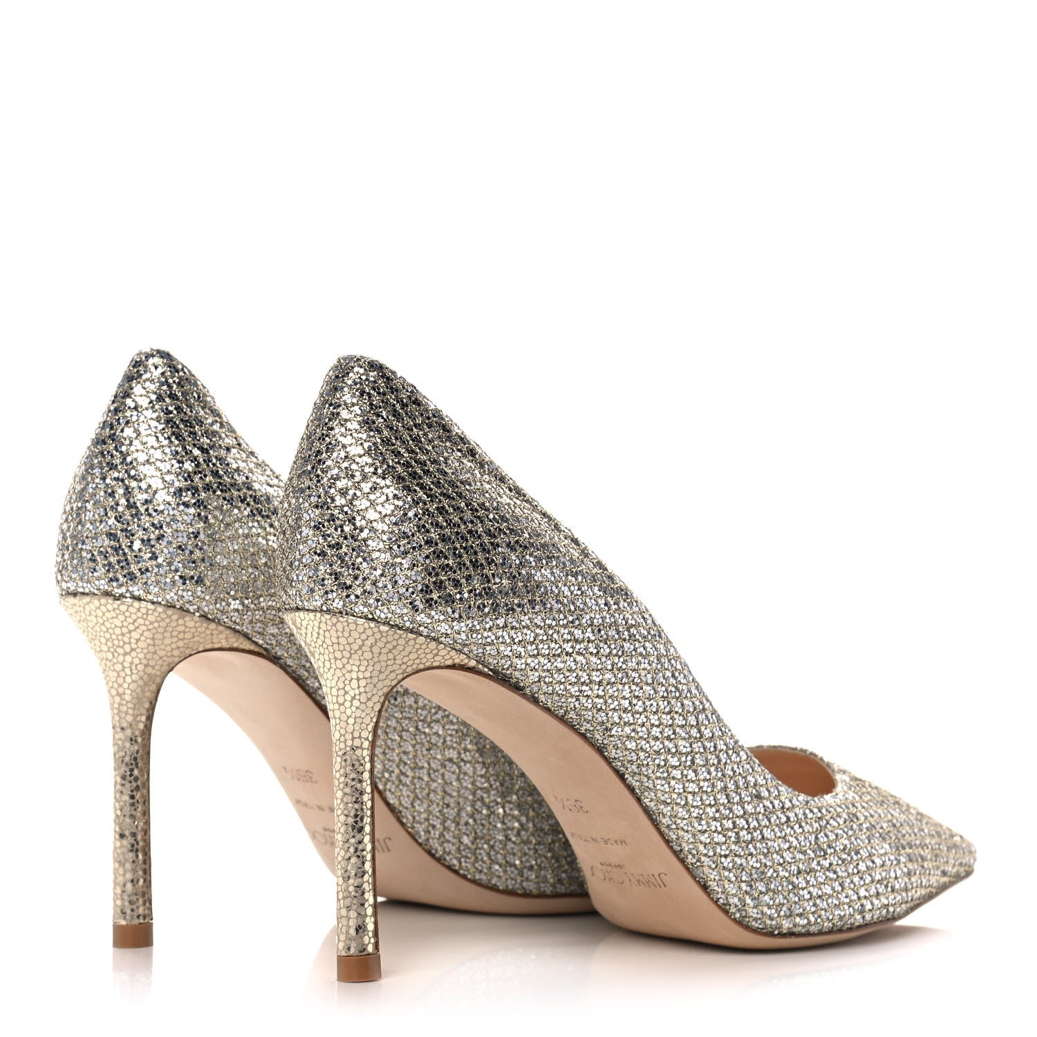 Jimmy Choo Glitter Fabric Romy 85 Pumps 36.5 Champagne 4 of 9