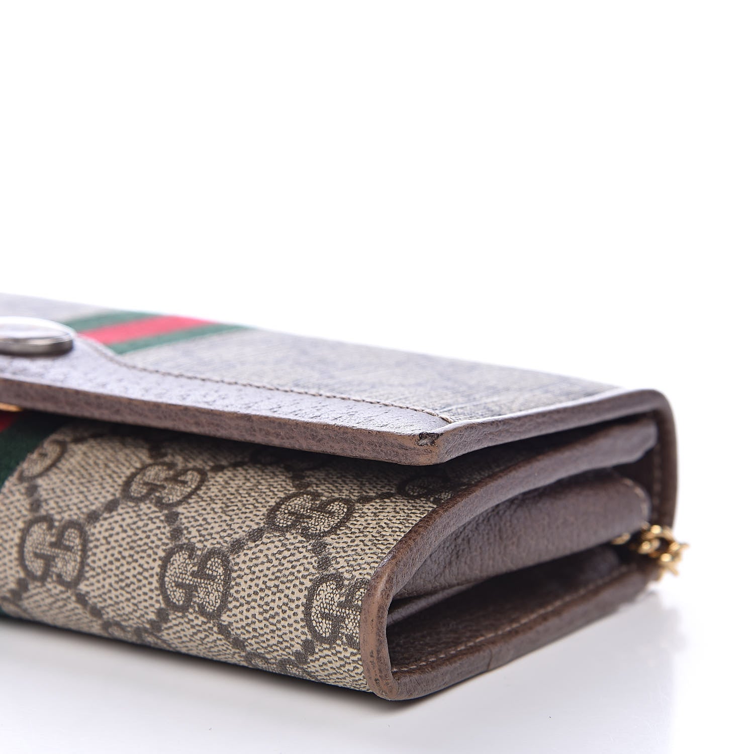 Gucci GG Supreme Monogram Web Ophidia Wallet On Chain Brown 9 of 11