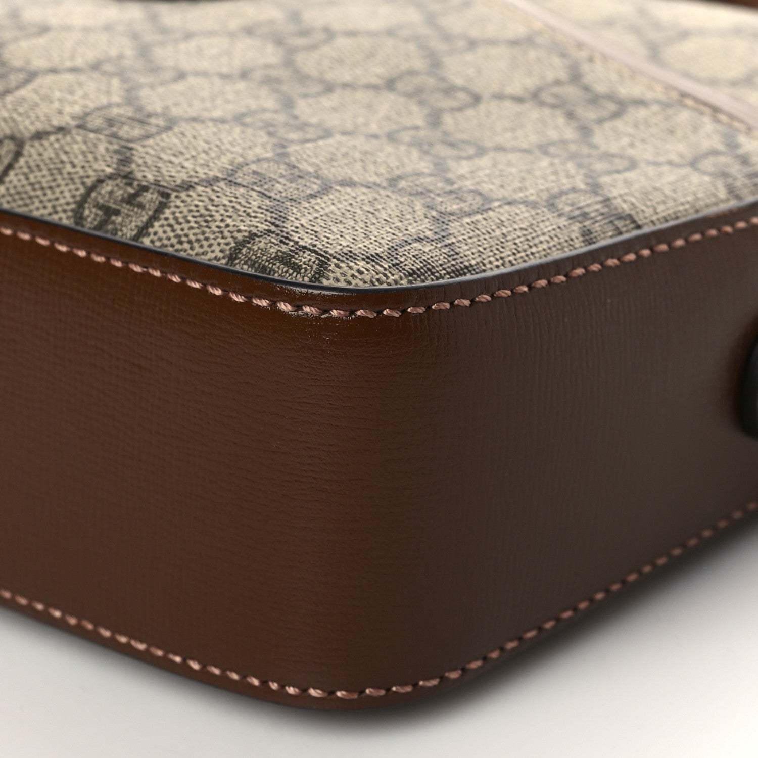 Gucci GG Supreme Monogram Azalea Calfskin Retro Interlocking G Messenger Shoulder Bag Beige Ebony Brown Sugar 8 of 8