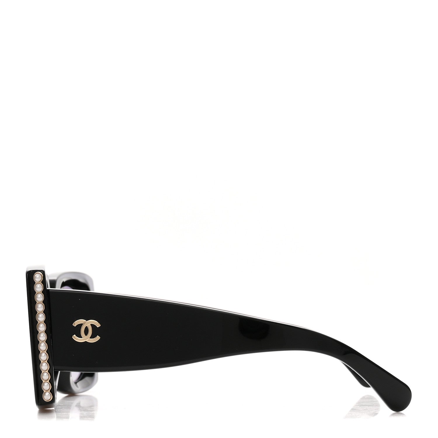 Chanel Acetate Pearl Rectangle Sunglasses 5480-H Black 3 of 8