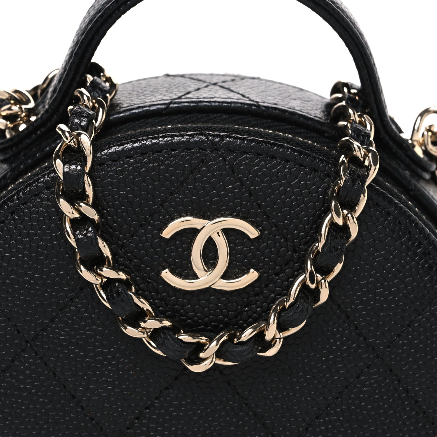 Chanel Caviar Quilted Round Handle With Care Vanity With Chain Black 8 of 10