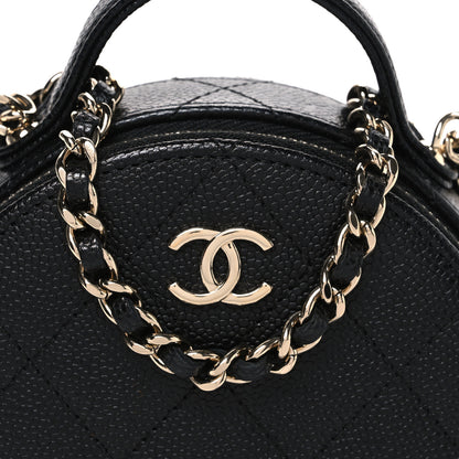 Chanel Caviar Quilted Round Handle With Care Vanity With Chain Black 8 of 10