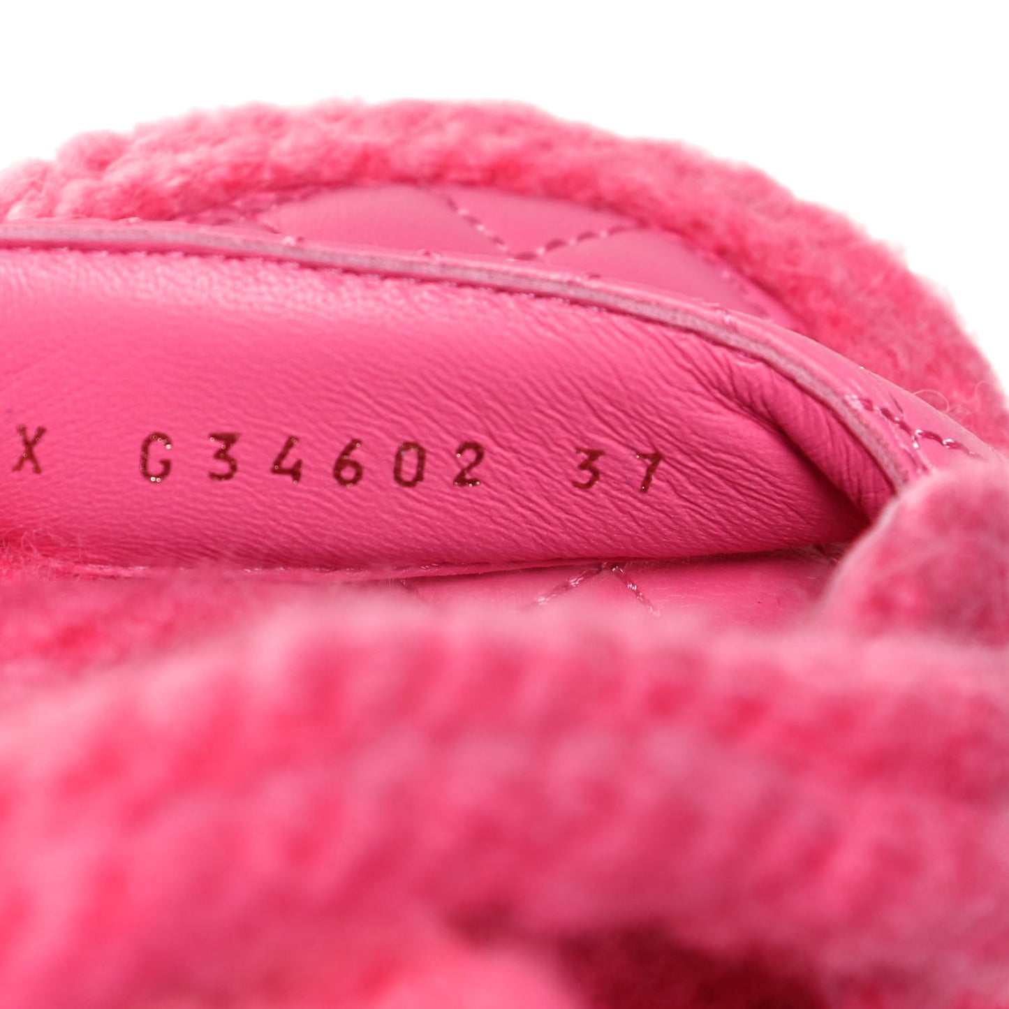 Cord Lambskin Quilted Logo Sandals 37 Pink