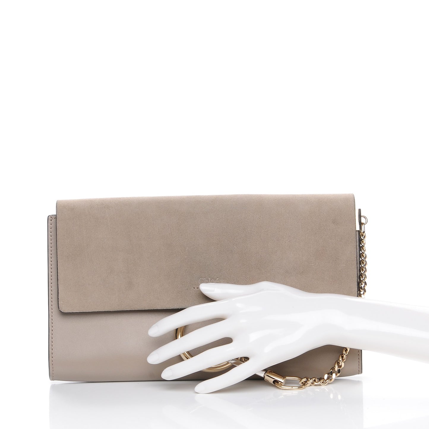 Suede Calfskin Faye Clutch Motty Grey
