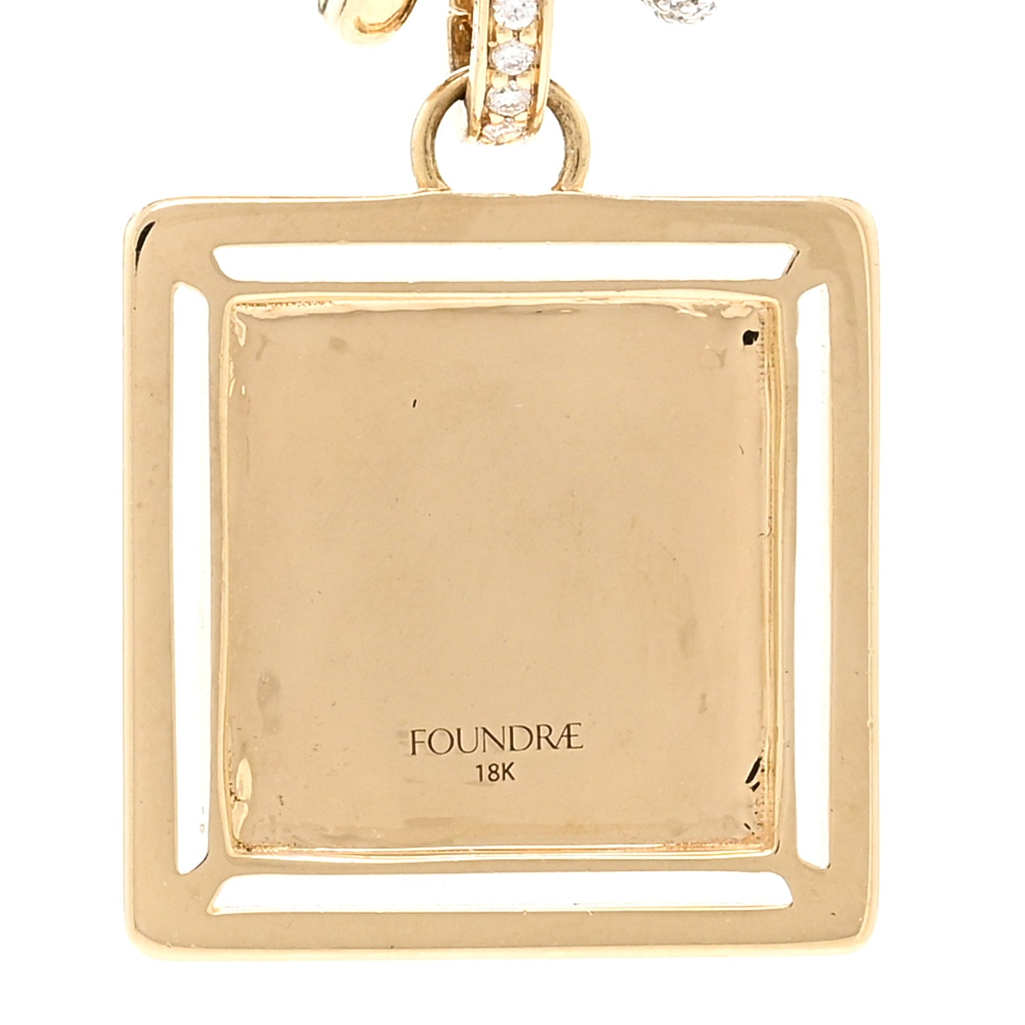 18K Yellow White Gold Diamond Baby Lovestruck Engraveable Square Pendant Small Belcher Chain Necklace