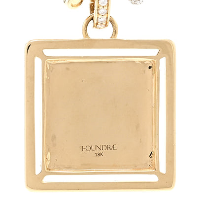 Foundrae 18K Yellow White Gold Diamond Baby Lovestruck Engraveable Square Pendant Small Belcher Chain Necklace 5 of 6
