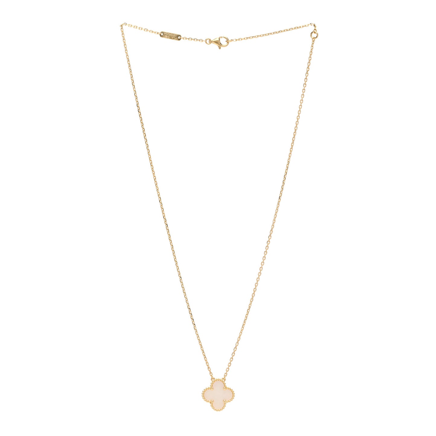18K Yellow Gold Mother of Pearl Vintage Alhambra Pendant Necklace