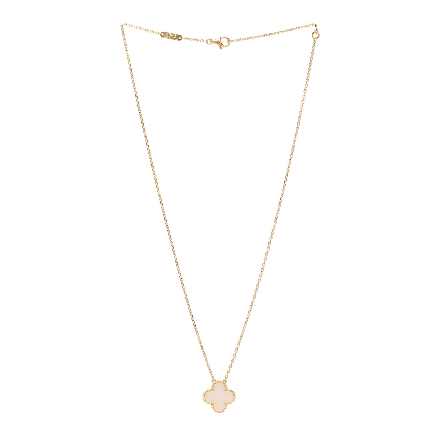 Van Cleef & Arpels 18K Yellow Gold Mother of Pearl Vintage Alhambra Pendant Necklace 3 of 5