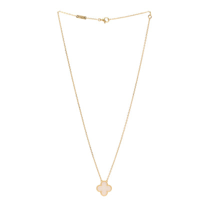 Van Cleef & Arpels 18K Yellow Gold Mother of Pearl Vintage Alhambra Pendant Necklace 3 of 5