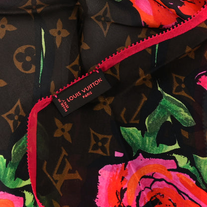 Louis Vuitton Silk Monogram Roses Scarf Marron 3 of 3