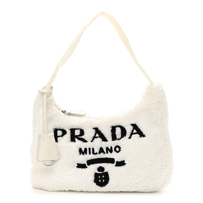 Prada Terry Cloth Mini Re-Edition 2000 Bag White Black 1 of 10