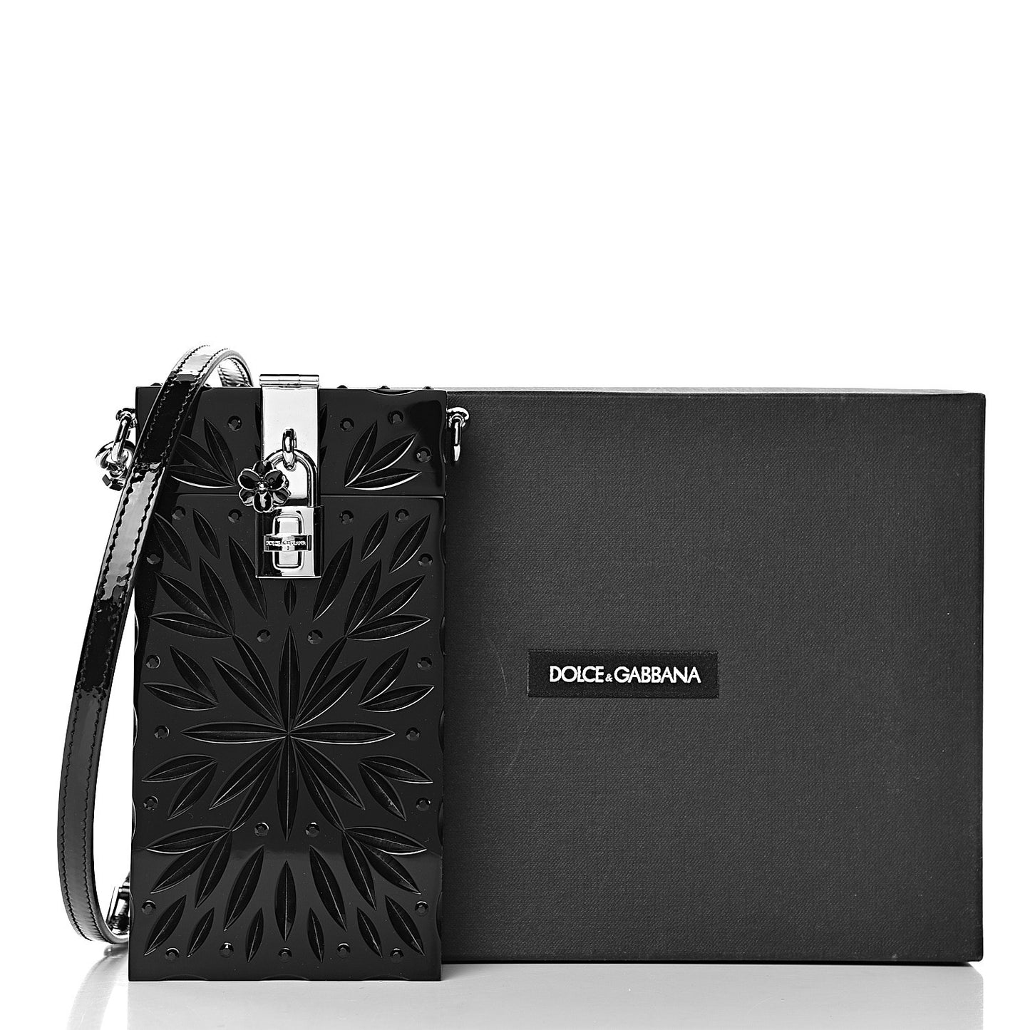Crystal Embellished Plexiglass Phone Crossbody Black
