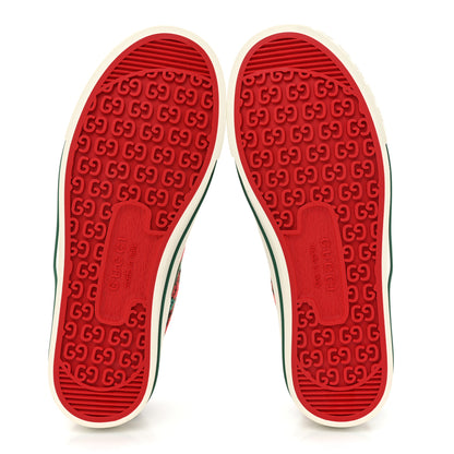 Gucci Cotton Wool Web Houndstooth Interlocking G Womens 1977 Tennis Sneakers 35 Red Green 5 of 8