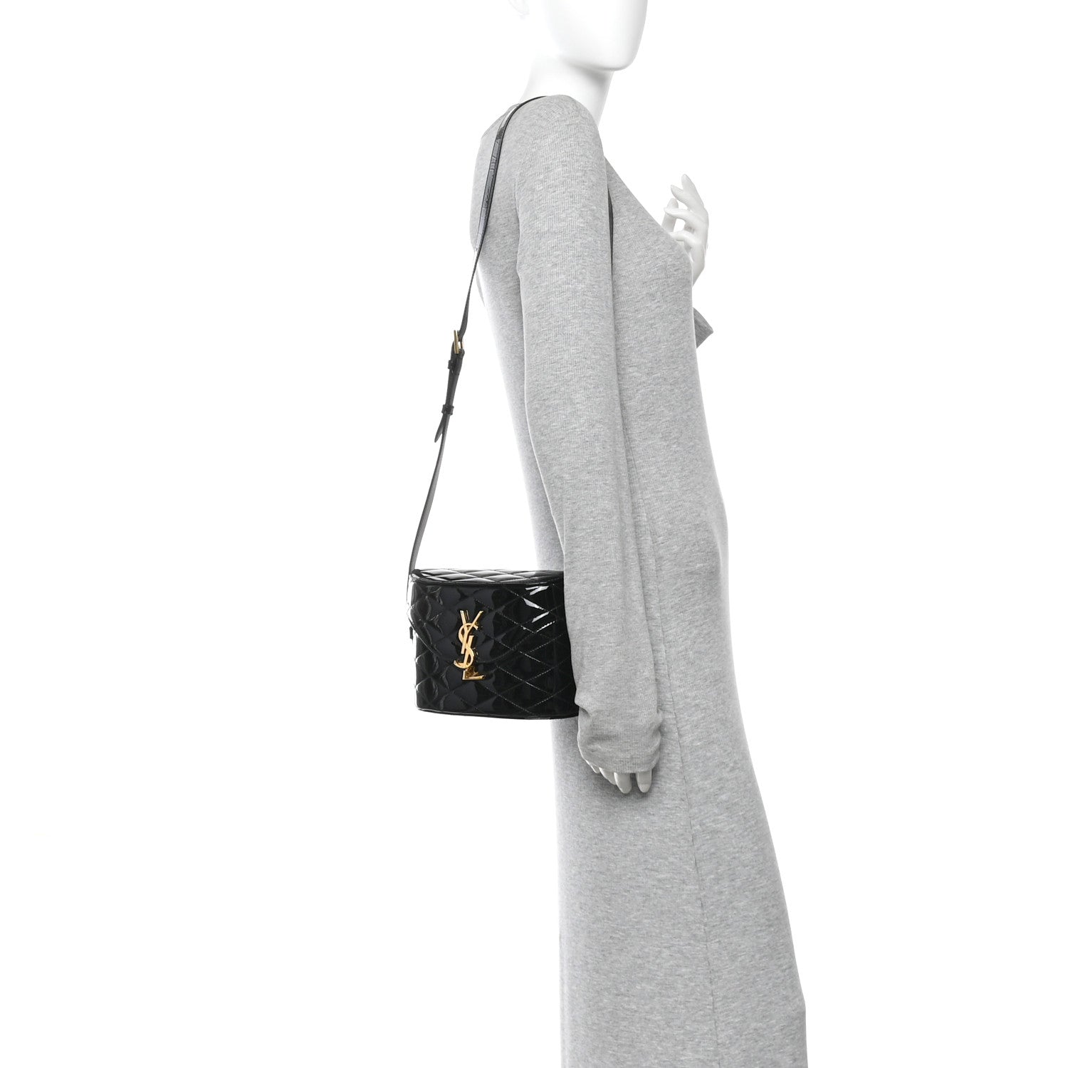 Saint Laurent Patent Matelasse Monogram June Box Bag Black 2 of 12