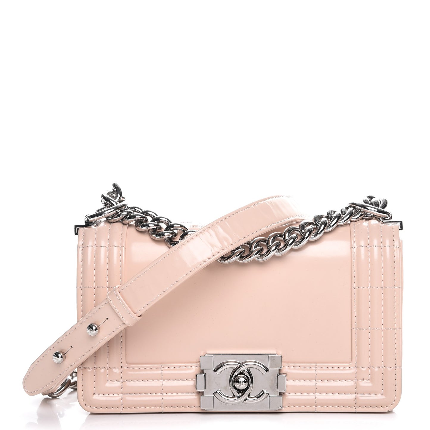 Glazed Calfskin Small Boy Flap Light Pink