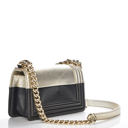 Chanel Metallic Goatskin Calfskin Small Boy Flap Gold Black 3 of 7