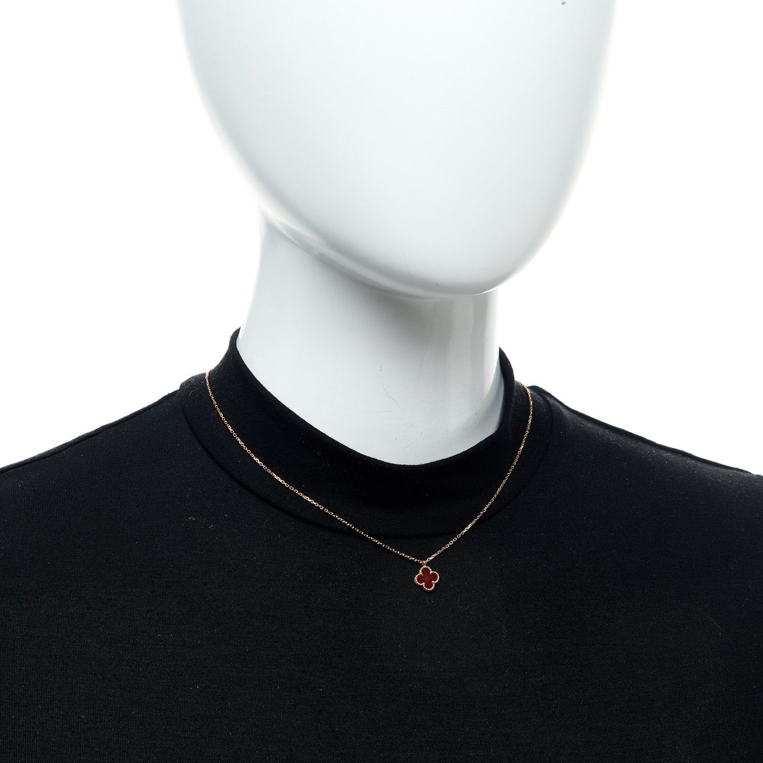 Van Cleef & Arpels 18K Rose Gold Carnelian Sweet Alhambra Pendant Necklace 2 of 6