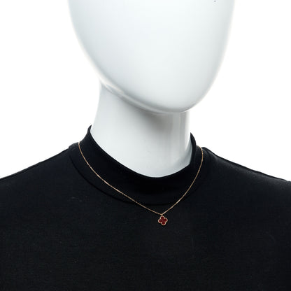 Van Cleef & Arpels 18K Rose Gold Carnelian Sweet Alhambra Pendant Necklace 2 of 6