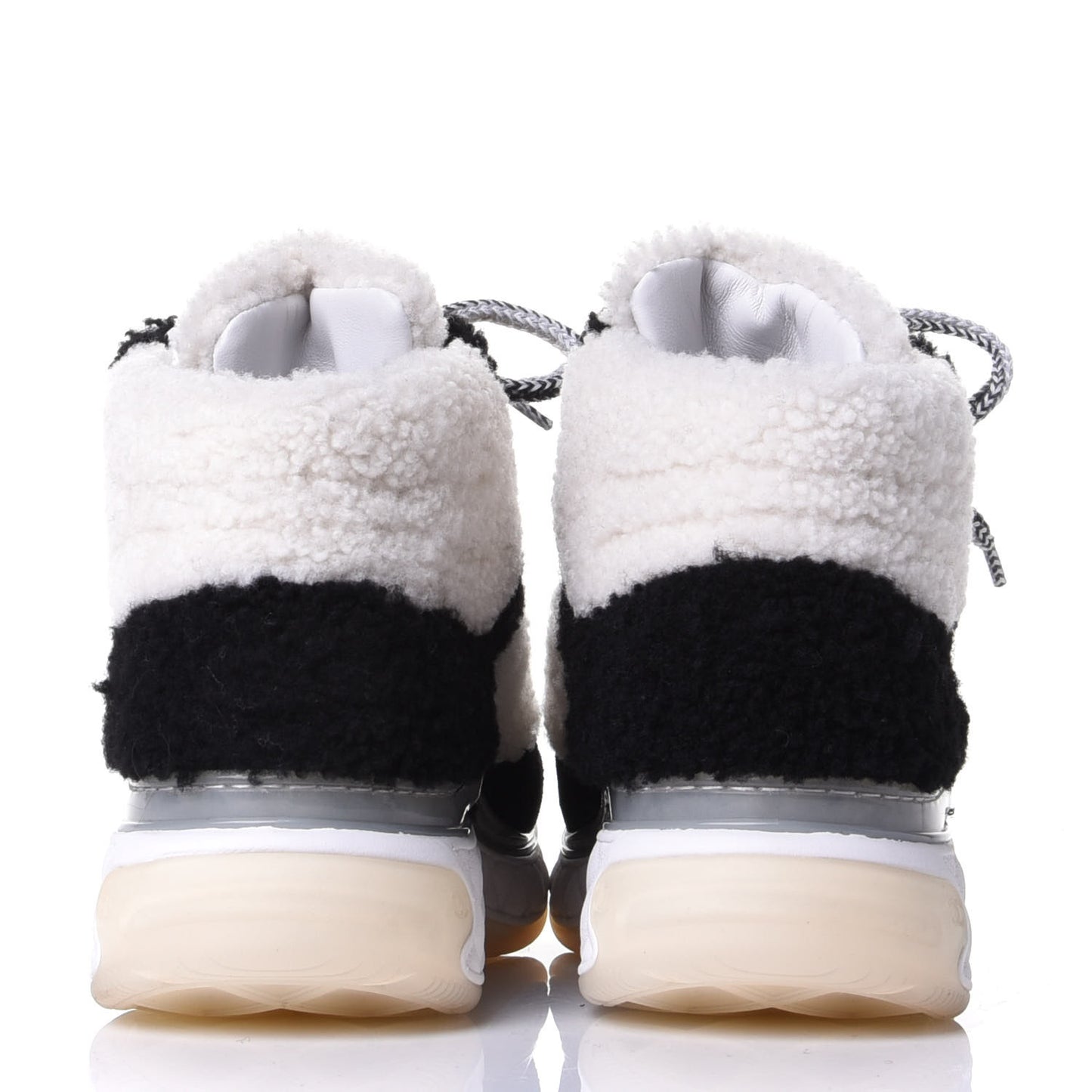 Shearling Suede CC High Top Sneakers 36 Black White