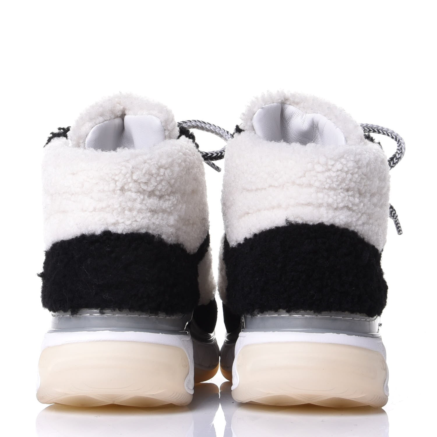 Chanel Shearling Suede CC High Top Sneakers 36 Black White 6 of 10