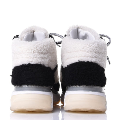 Chanel Shearling Suede CC High Top Sneakers 36 Black White 6 of 10