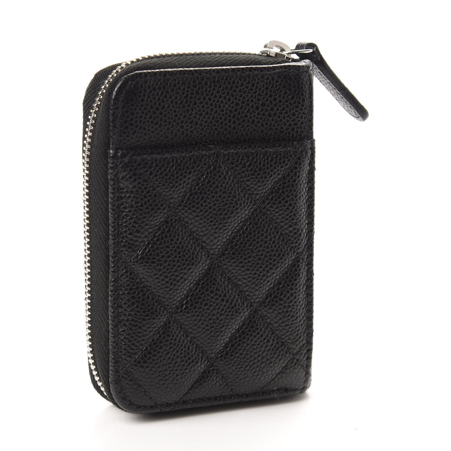 Caviar Quilted Zip Card Holder Black