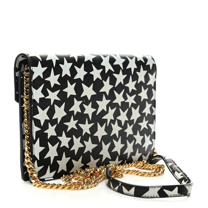 Saint Laurent Lambskin Star Print Monogram Envelope Chain Wallet Black White 2 of 11