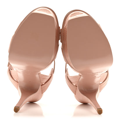 Saint Laurent Calfskin Crocodile Embossed Tribute 105 Platform Sandals 36.5 Pale Pink 7 of 15